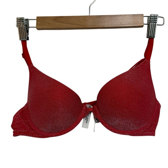 PINK Victoria's Secret Other - PINK Victoria's Secret Women Wear Everywhere Bra 34B Red Shimmer Push-Up Holiday